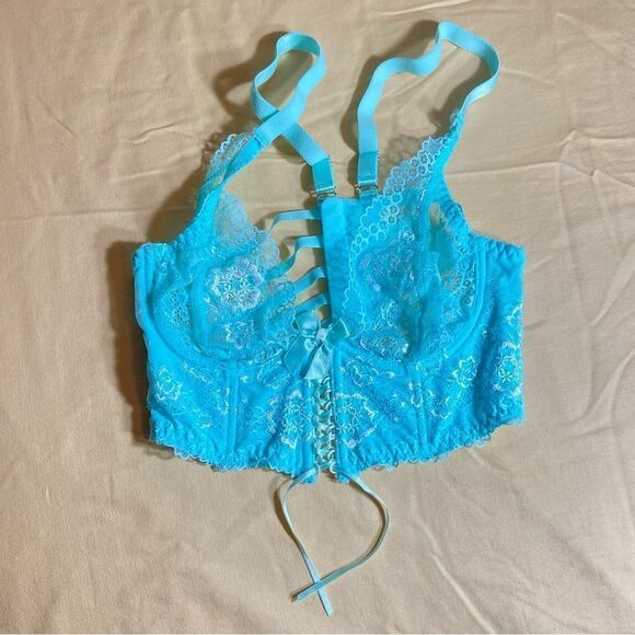 Axami Blue Lace Semi Corset - Picture 1 of 3